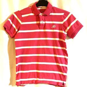 Mens Aeropostale Polo Shirt Size Small Pink and White